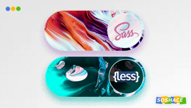 artwork depicting SASS and LESS stylized as interface buttons