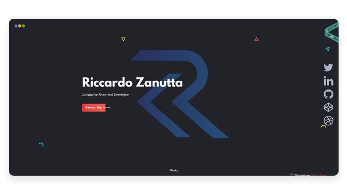 screenshot depicting the portfolio of Riccardo Zanutta