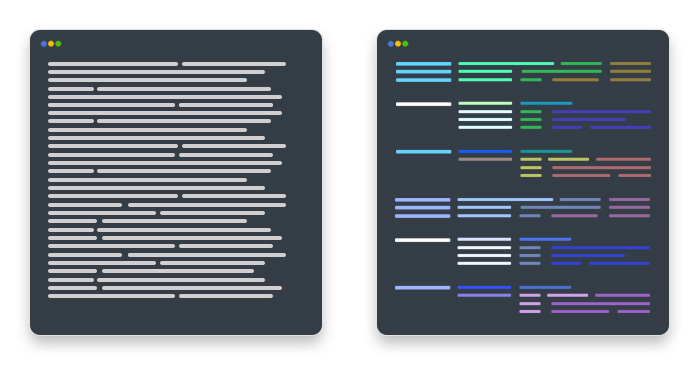 artwork depicting structured vs. unstructured text