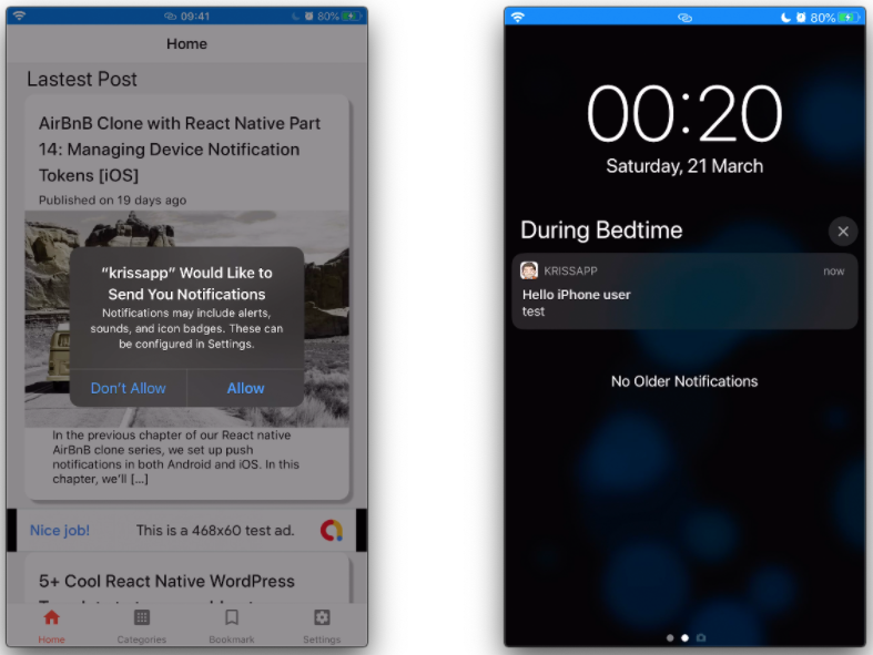 React native push notification