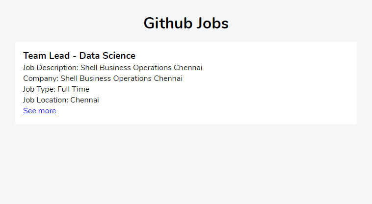 Github Job: Profile page