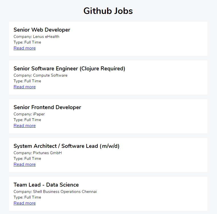 Github Jobs: Home page