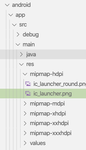 App icon directory in android project