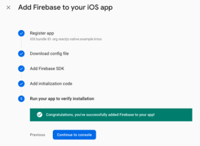 Finalise setup IOS in Firebase