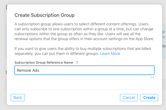 Create subscription group