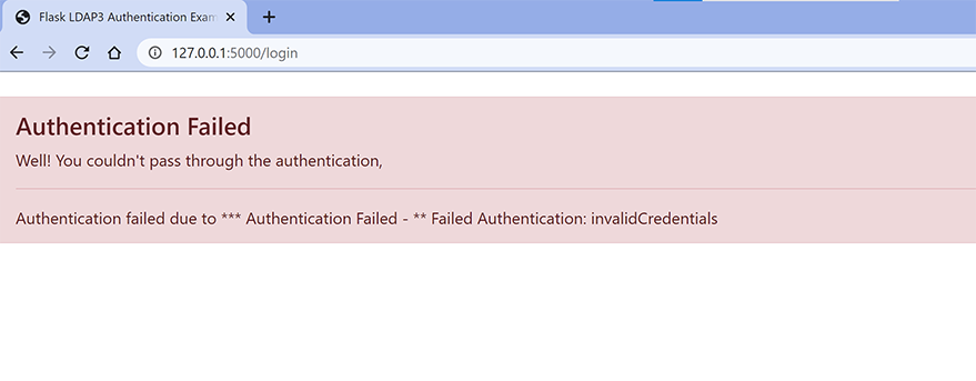 LDAP authentication with FLask failed