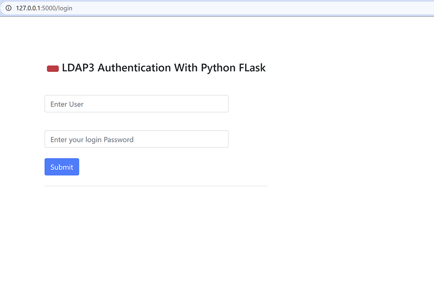 LDAP authentication with FLask home page