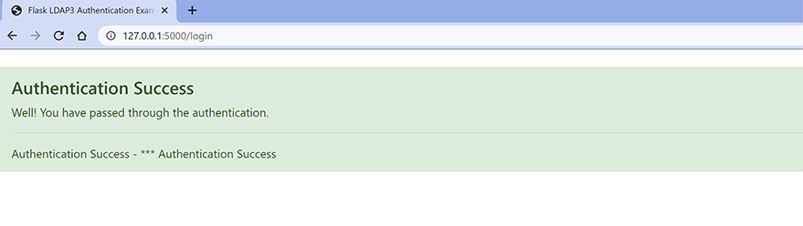 LDAP authentication with FLask success
