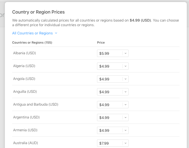 Pricing by country