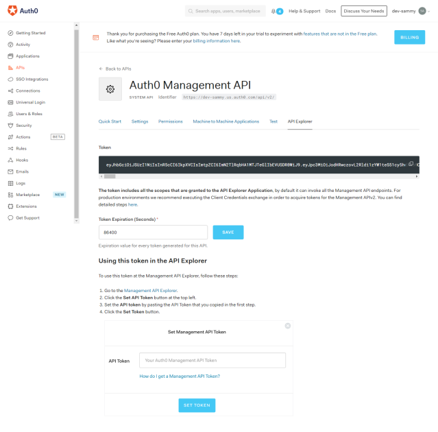 Auth0 management API