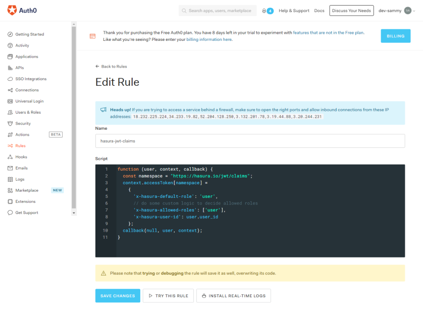 Auth0 Rules