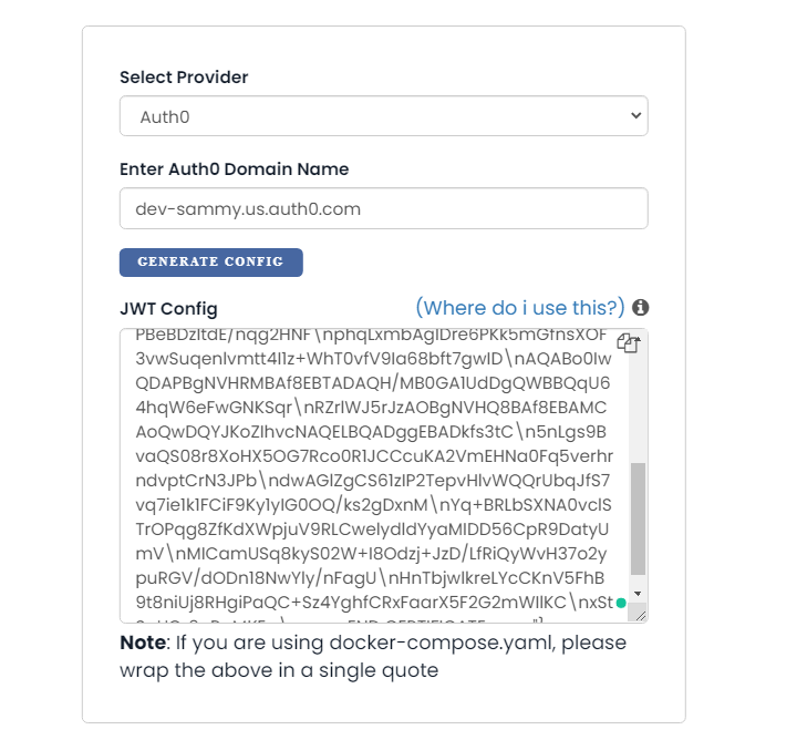 Generated JWT token