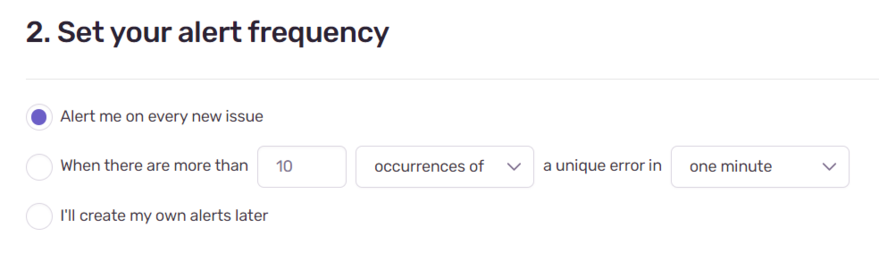 Nest.js, Sentry. Set your alert frequency