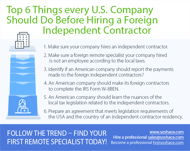 Top 6 things your american company should do before hiring a foreign independent 