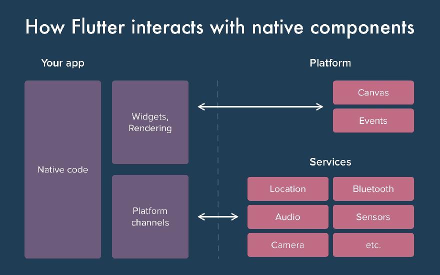How Flutter interacts with native components