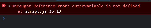 Uncaught ReferenceError: outerVariable is not defined