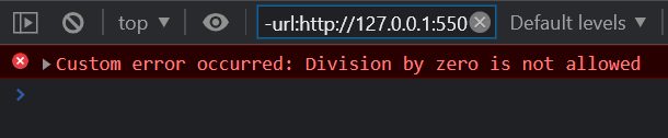Custom error occurred: Division by zero is not allowed