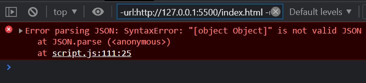 Error parsing JSON