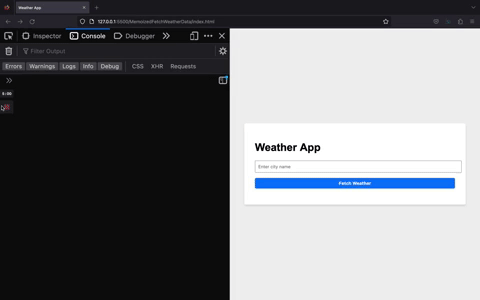 Weather app illustrating Memoization and Caching with Proxies